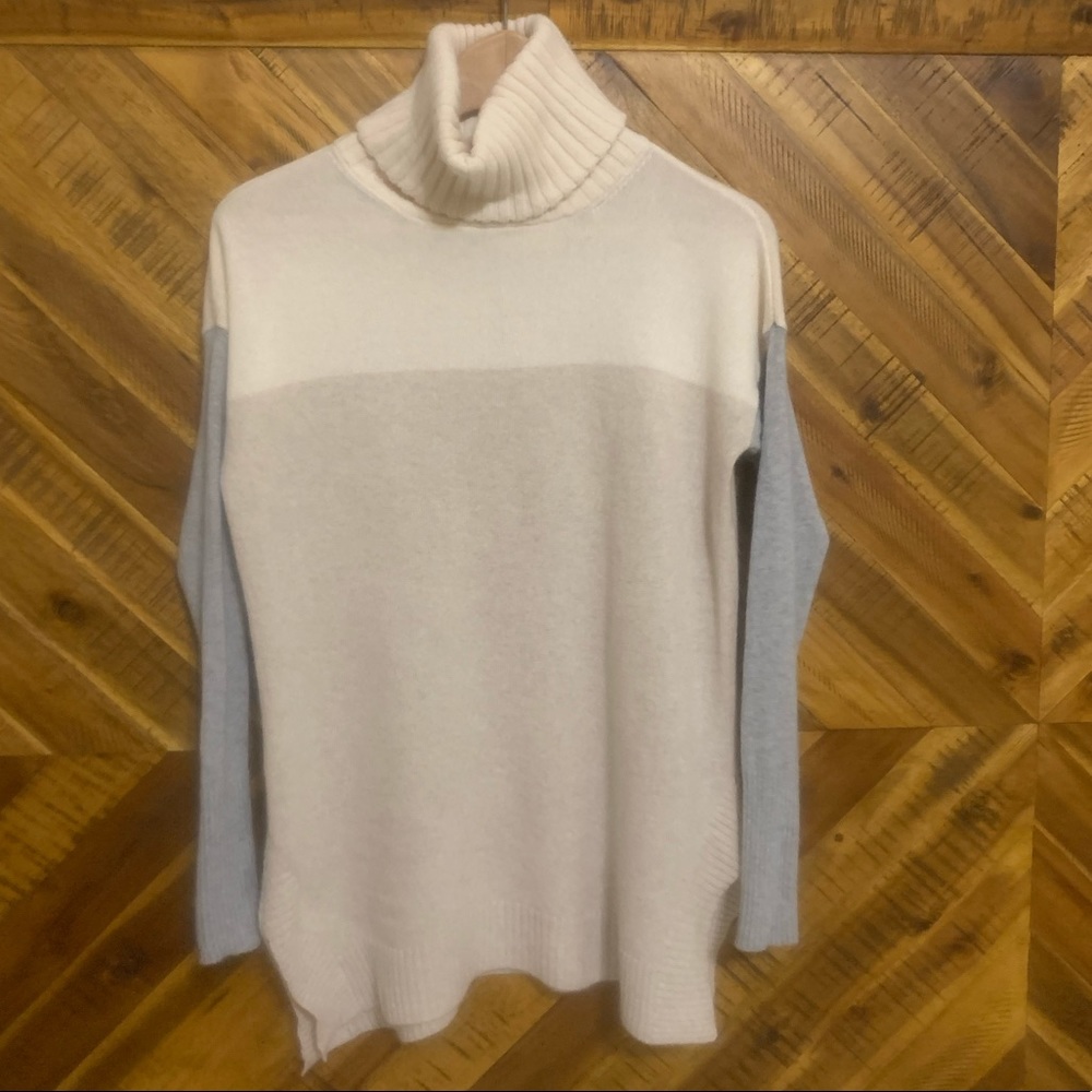 Ann Taylor cashmere colorblock turtleneck